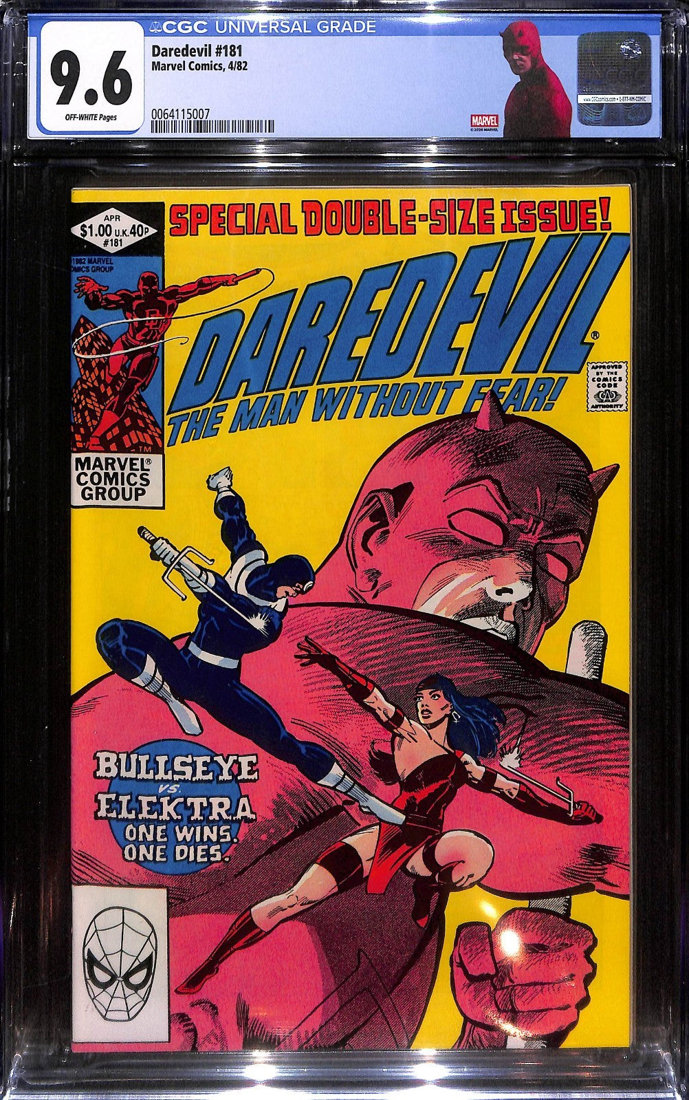 Daredevil #181 Death of Elektra Custom Label CGC 9.60