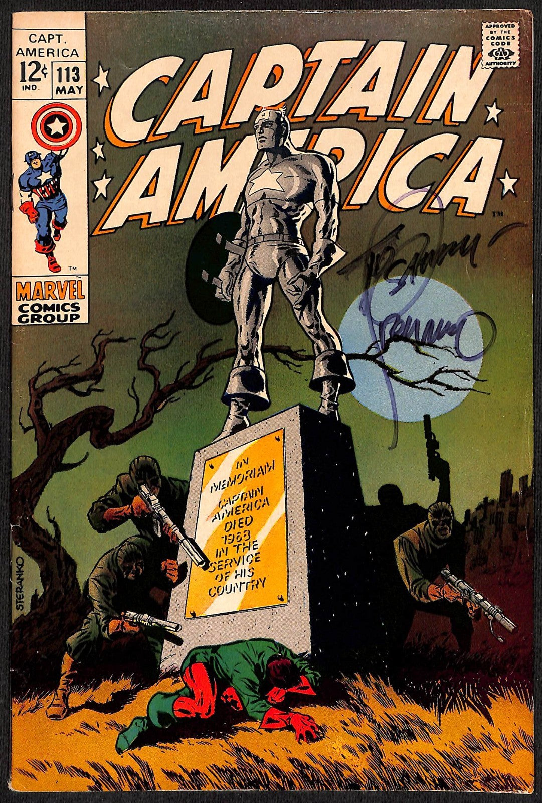 Captain America #113 Classic Cover Signed by Jim Steranko with COA FN+0