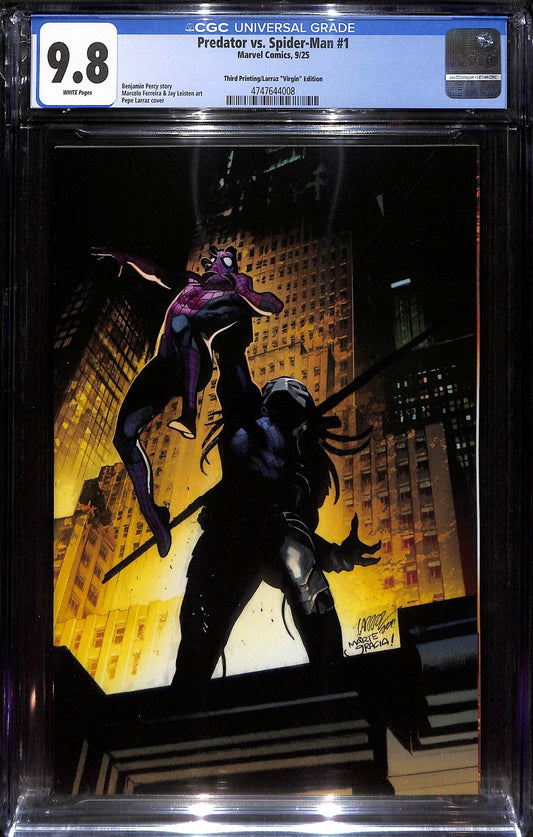 Predator vs. Spider-Man #1 Pepe Larraz 1:25 2nd Print Virgin Variant CGC 9.80