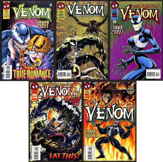 Venom Sinner Takes All #1-5 1st Appearance of She-Venom Complete Set VFN/NM0
