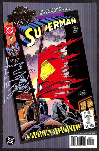 Superman #75 Millennium Edition Dynamic Forces Signed & Remarked by Dan Jurgens0