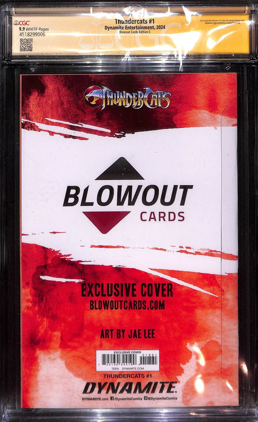 Thundercats #1 Jae Lee Blowout Cards Variant Ltd 1000 Signed CGC SS 9.91