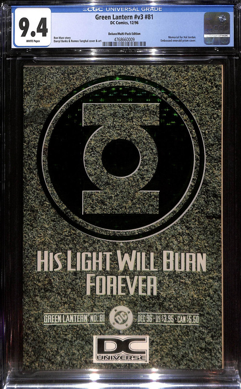 Green Lantern #81 DC Universe Deluxe Embossed Foil Variant CGC 9.40