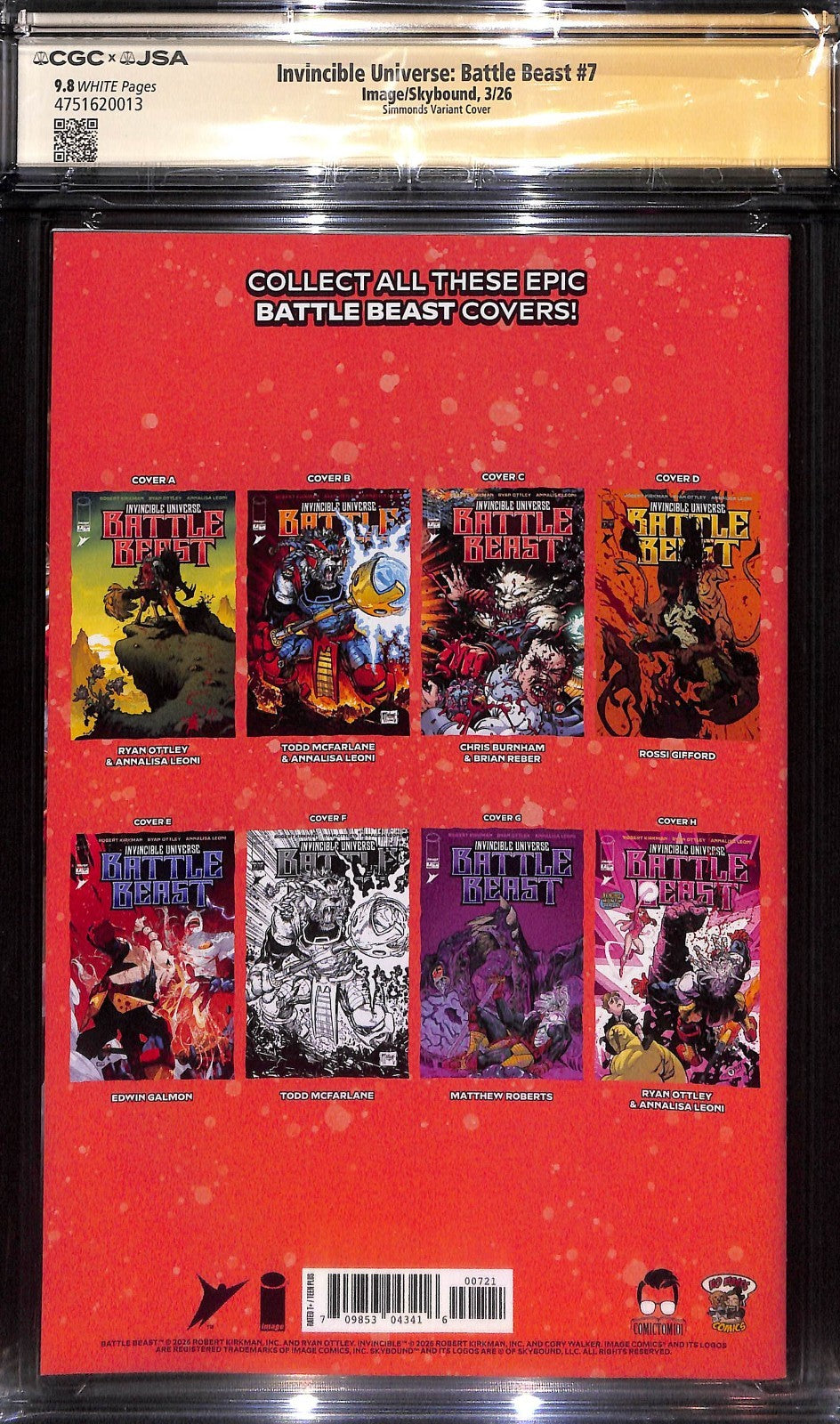 Invincible Universe Battle Beast #7 Martin Simmonds Variant Signed CGC 9.81