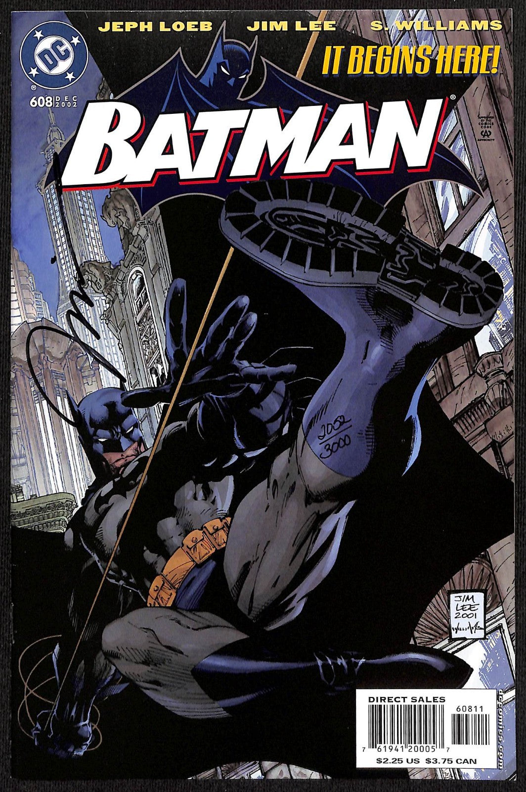 Batman #608 Dynamic Forces Signed by Jim Lee with COA NM HUSH0