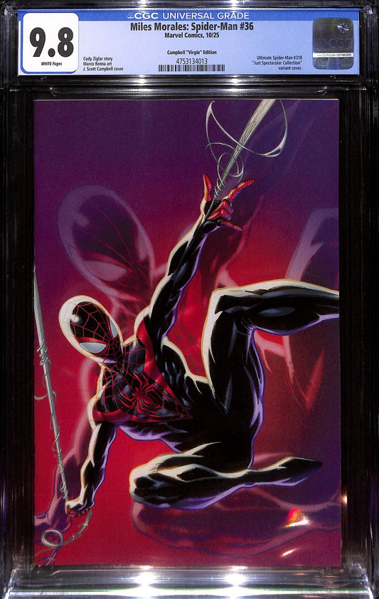 Miles Morales Spider-Man #36 J Scott Campbell 1:100 Virgin Variant CGC 9.80