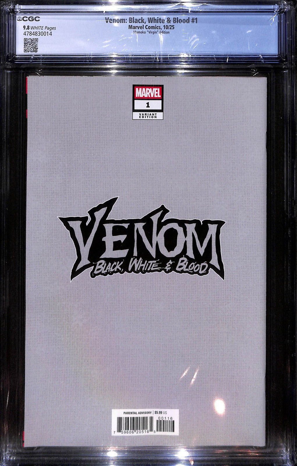 Venom Black White and Blood #1 Peach Momoko 1:100 Virgin Variant CGC 9.81