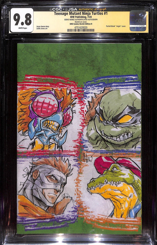 Teenage Mutant Ninja Turtles #1 Eddie Nunez 4 Character Full Sketch 1/1 CGC 9.80